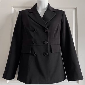 Rafaella Black Petite Double Breasted Pea Coat Blazer